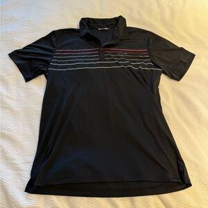 Travis Mathew Black Striped Men's Polo Shirt, Size XL